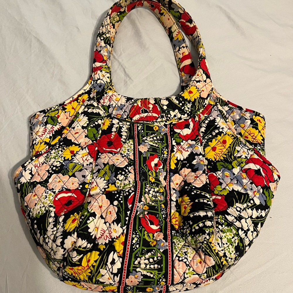 Vera Bradley Side By Side Multi Floral Purse Tote Satchel